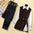 Women's Knitted Vest Shirt Jeans Three-piece Set (11477629894924)