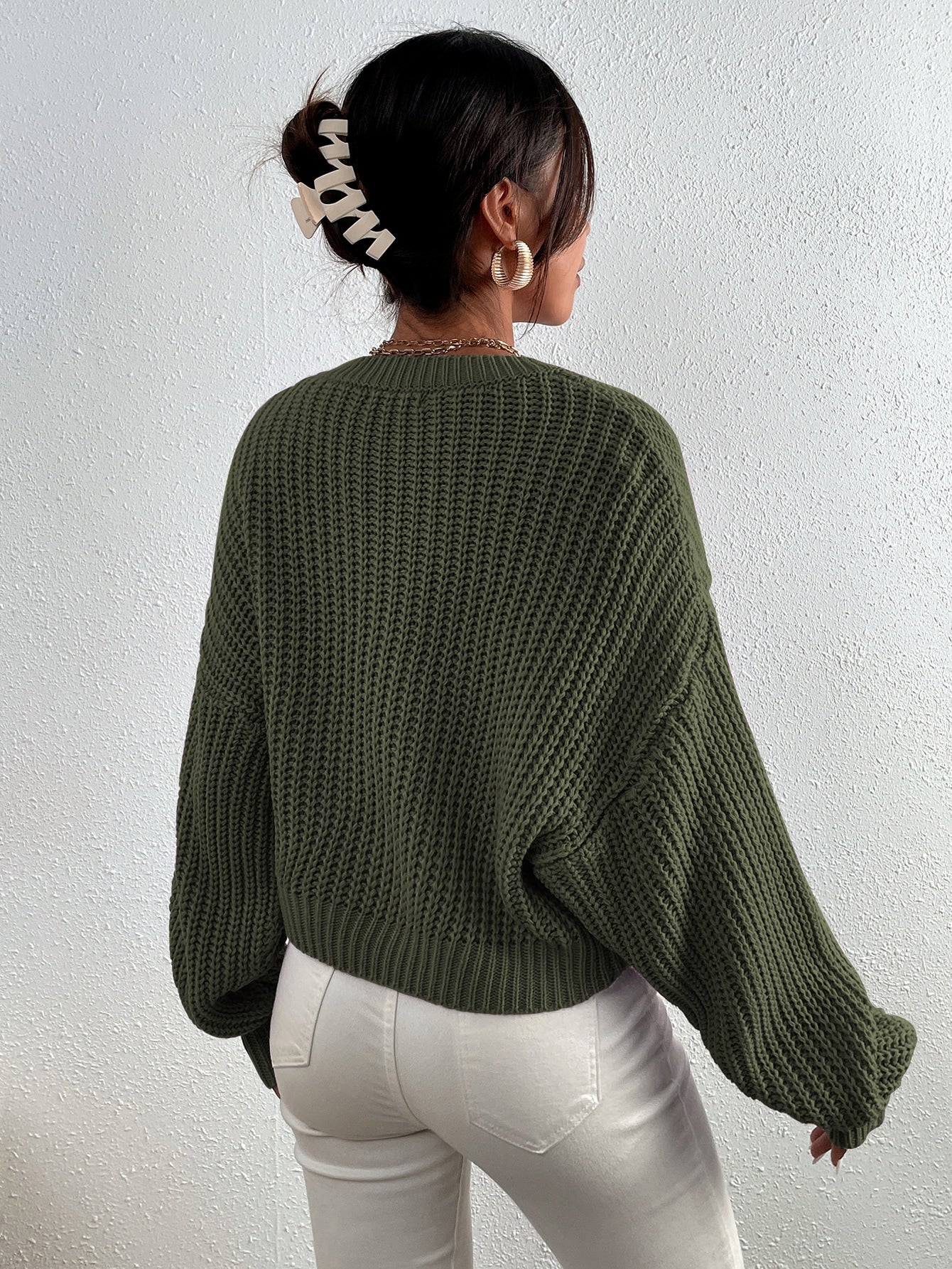 Frenchy Pullover mit Rippenstrick Drop Shoulder