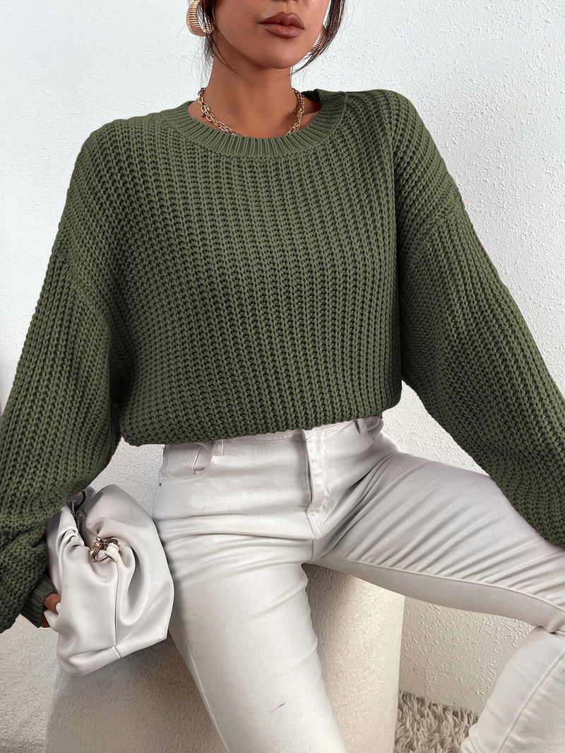 Frenchy Pullover mit Rippenstrick Drop Shoulder