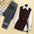 Women's Knitted Vest Shirt Jeans Three-piece Set (11477629894924)