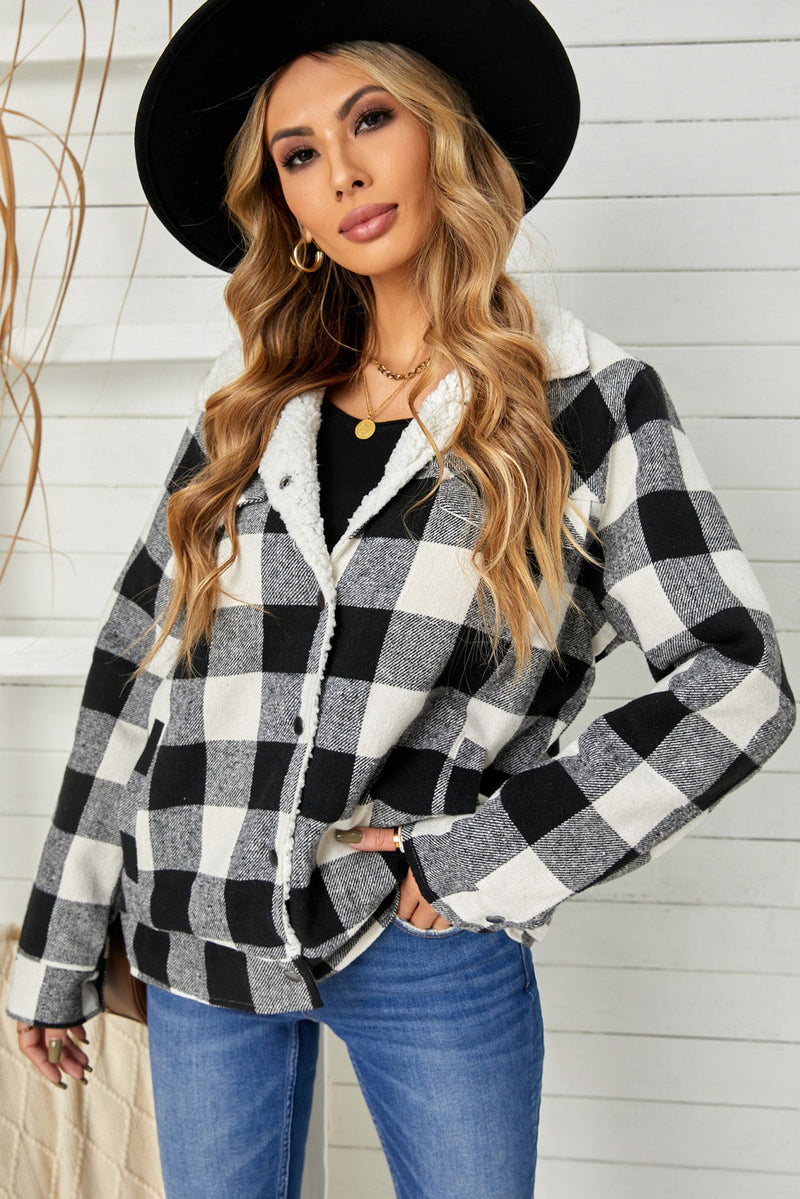 Black Plaid Fleece Jacket