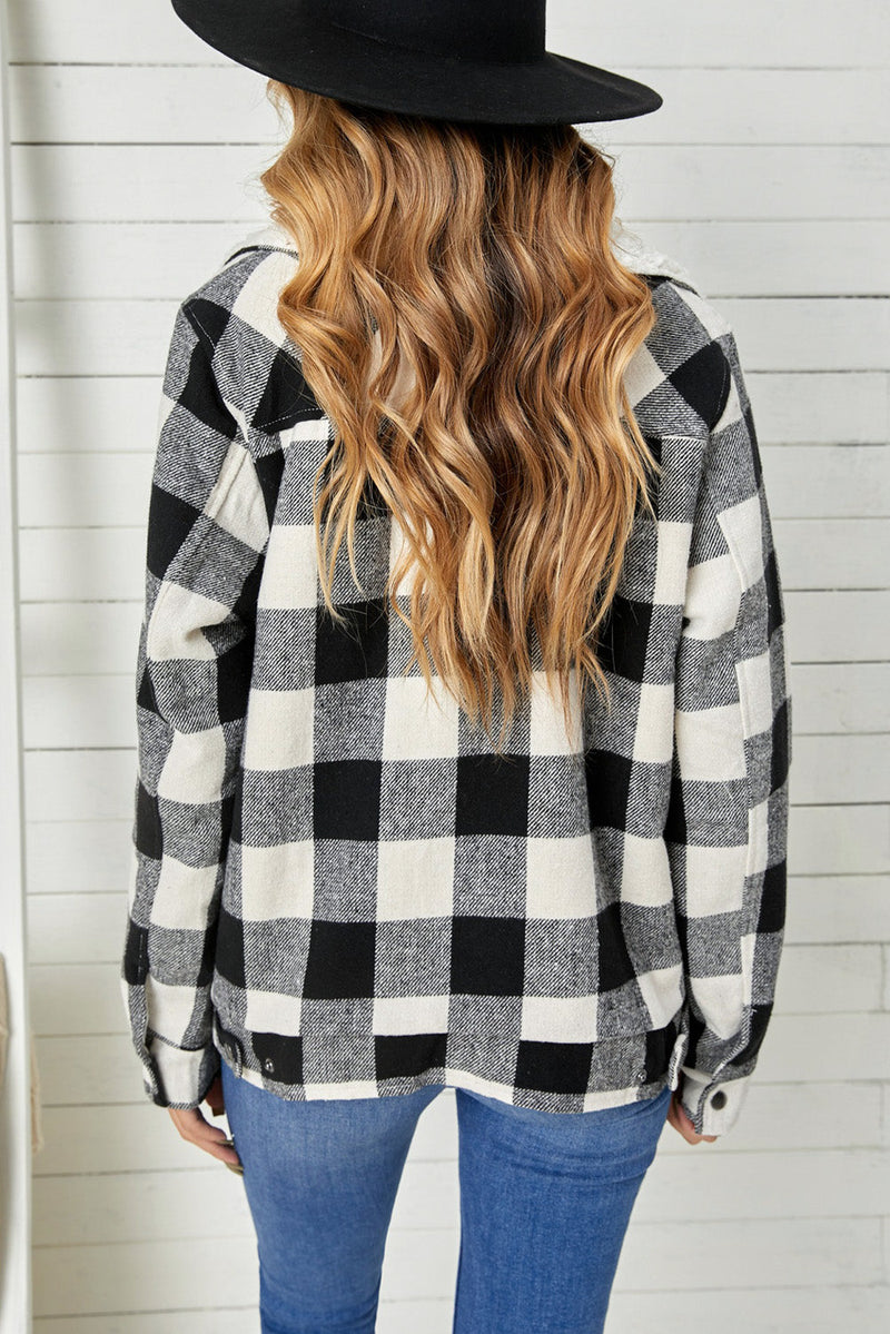 Black Plaid Fleece Jacket