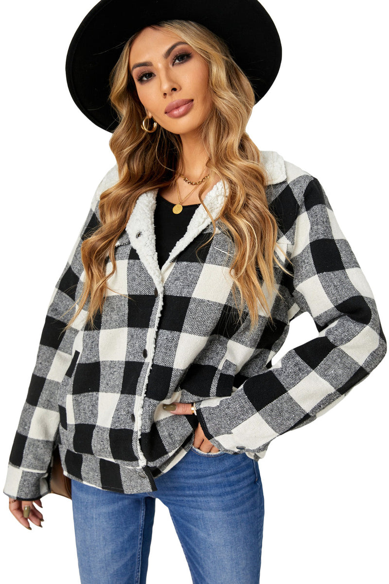 Black Plaid Fleece Jacket