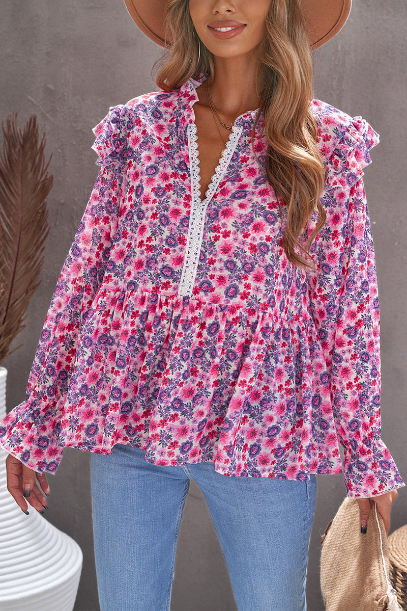 Rose Floral Peplum Blouse