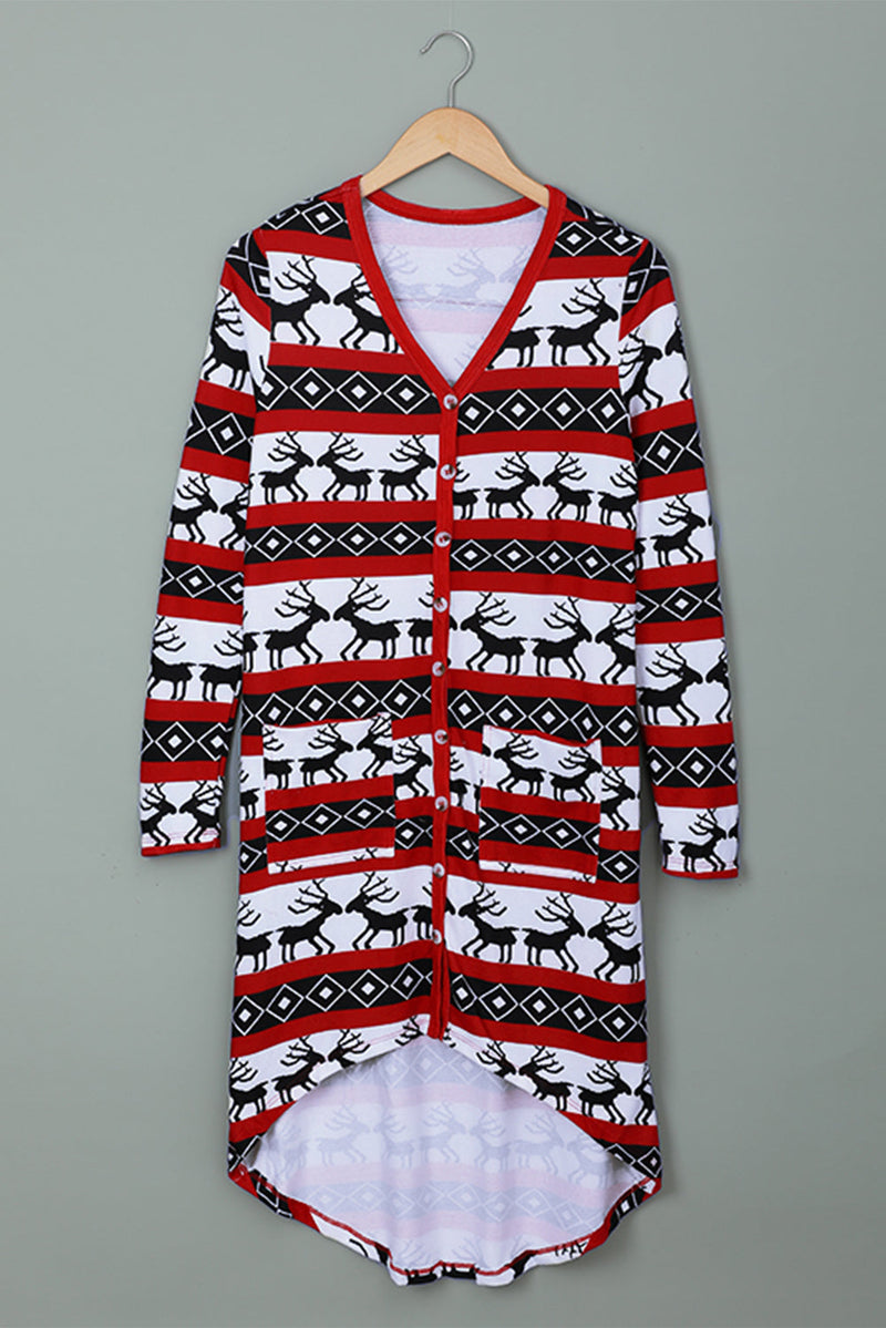 Christmas Element Print Long Cardigan