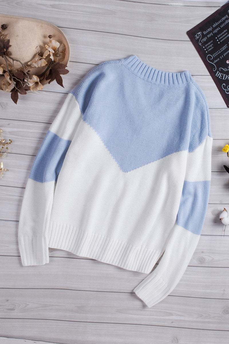 Colorblock V Neck Sweater