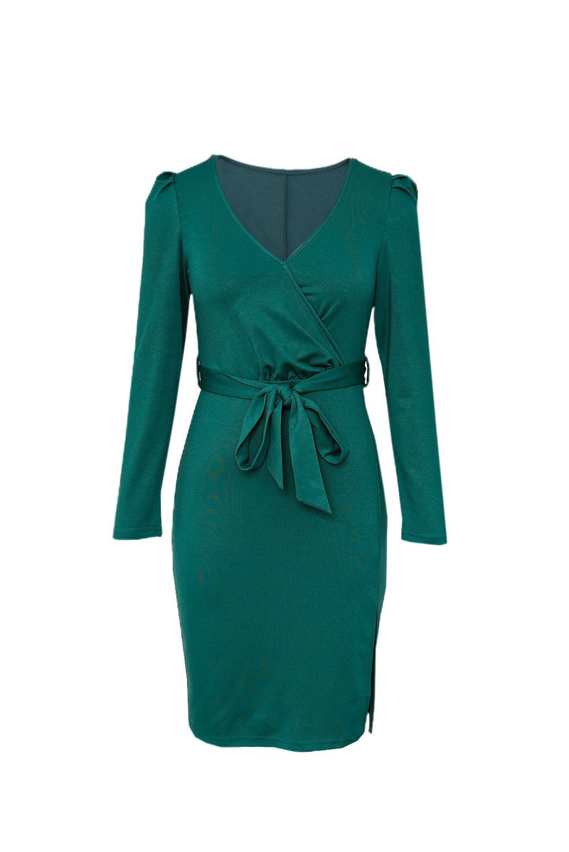 Green Side Split Bodycon Dress