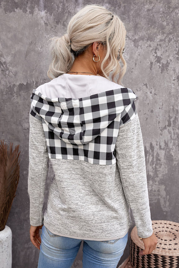 Black Plaid Gray Hoodie