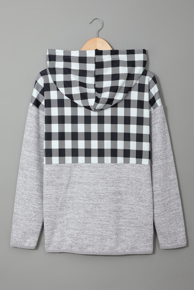 Black Plaid Gray Hoodie