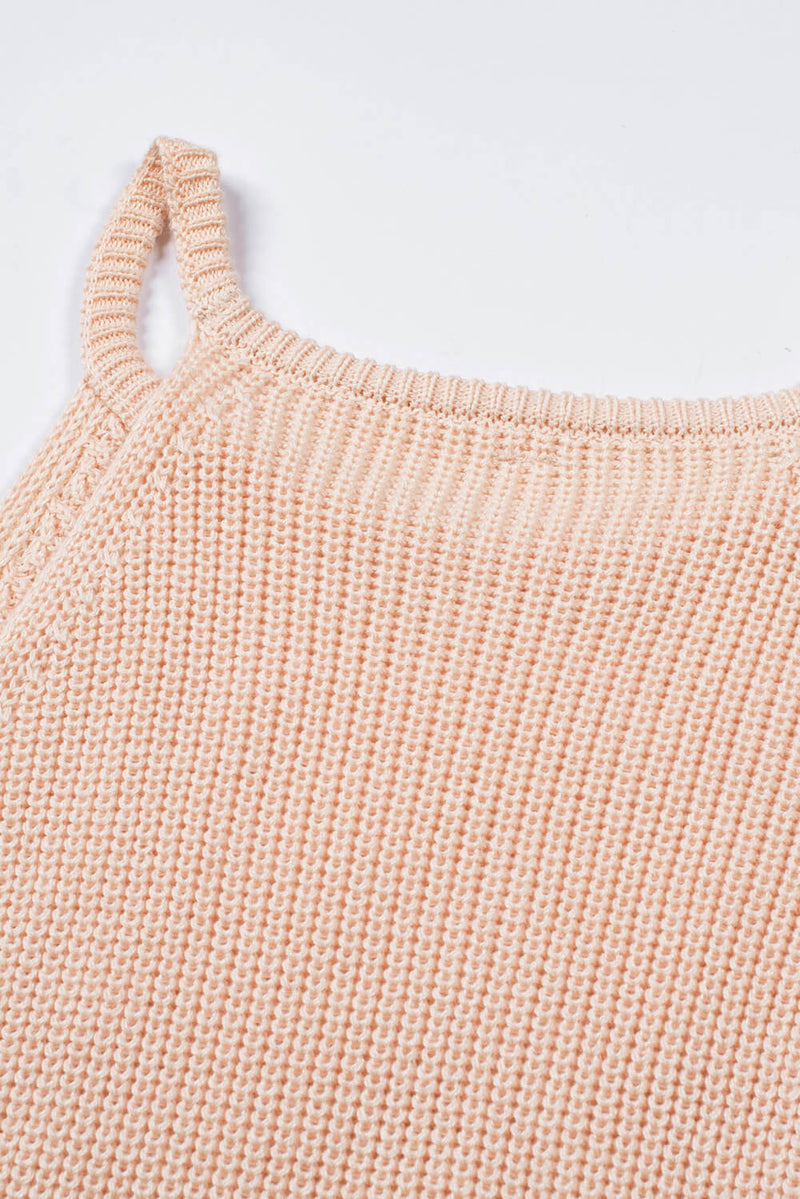 Summer Apricot Keyhole Knit Tank Top