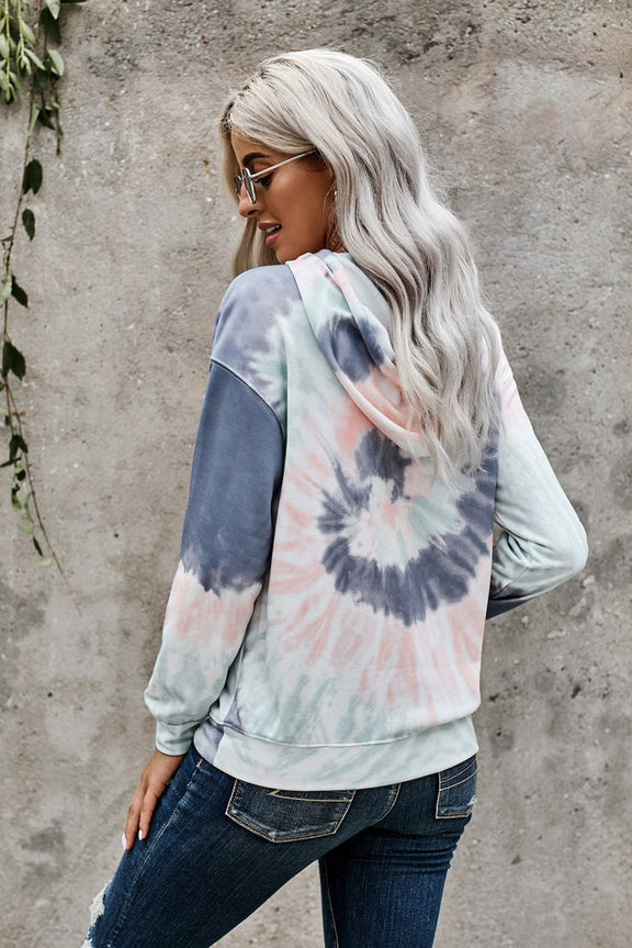 Women's Casual Multicolor Tie-dye Print Pullover Hoodie