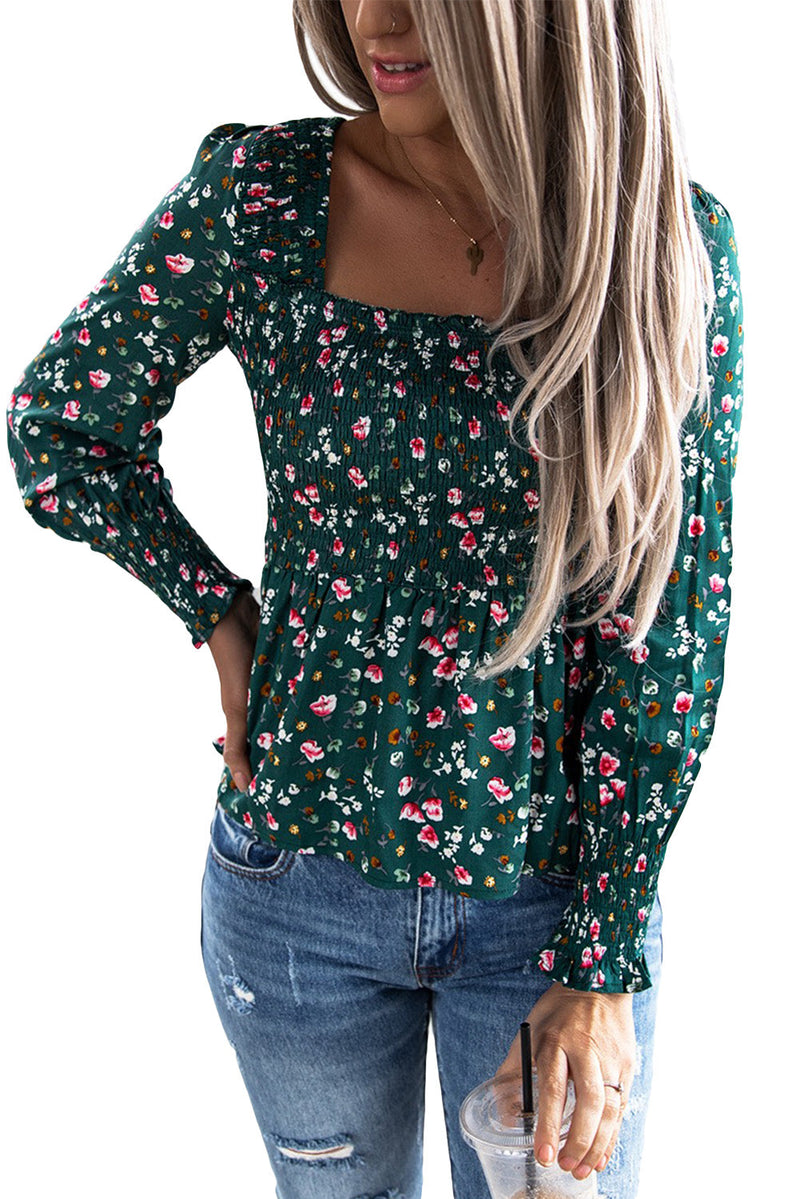 Floral Smocked Long Sleeve Top