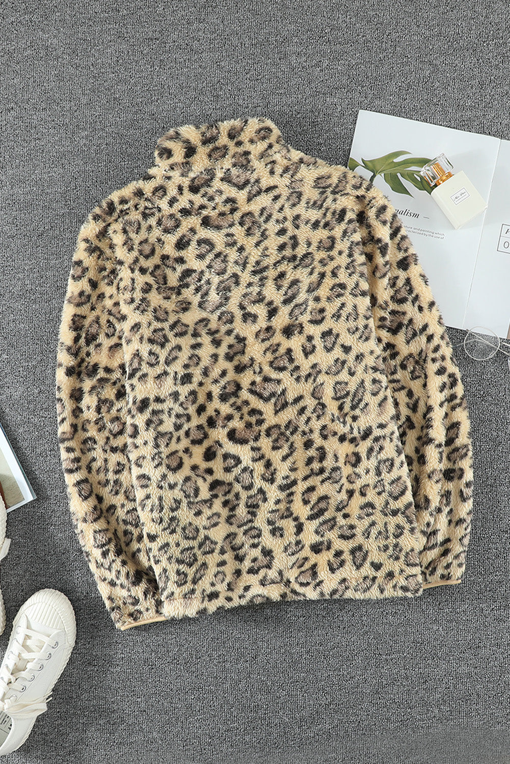 Brown Leopard Fleece Sweatshirt