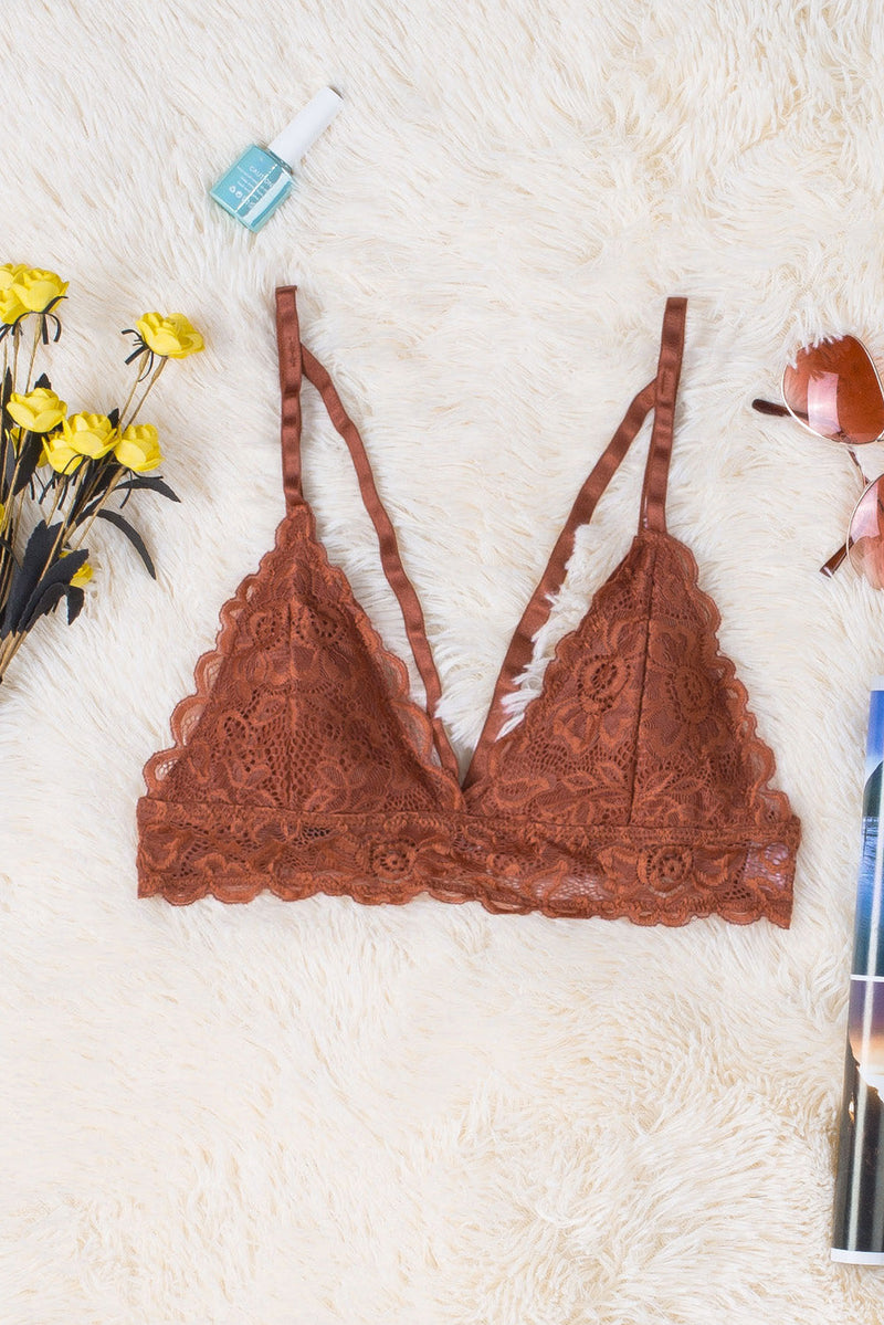 Red Adjustable Strappy Lace Bralette