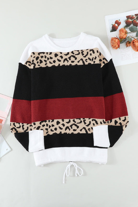 Wine Color Block Sweater