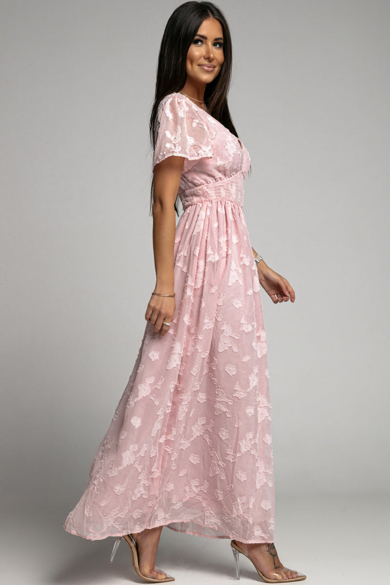 Chic Pink Floral Maxi Dress