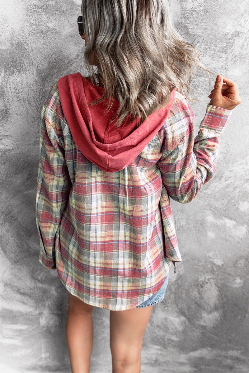 Plaid Hooded Shirt Coat