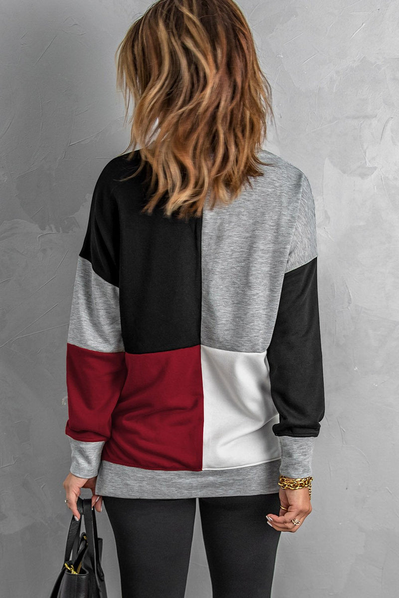 Red Color Block Sweatshirt