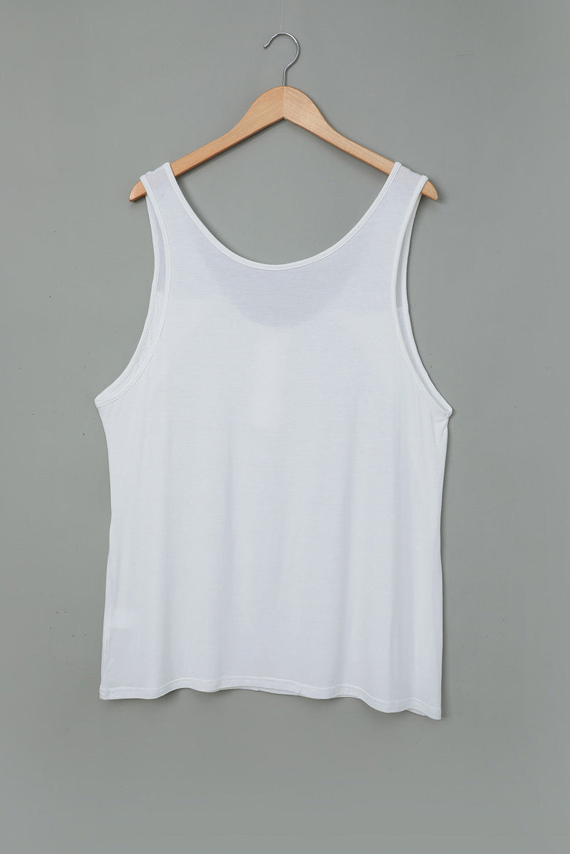 Summer Casual Button Loose Women White Tank Top