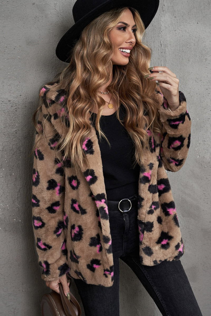 Winter Plush Fur Leopard Coat