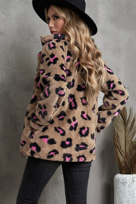 Winter Plush Fur Leopard Coat