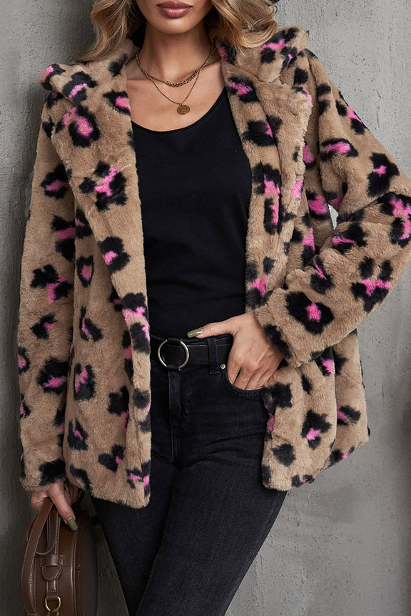 Winter Plush Fur Leopard Coat