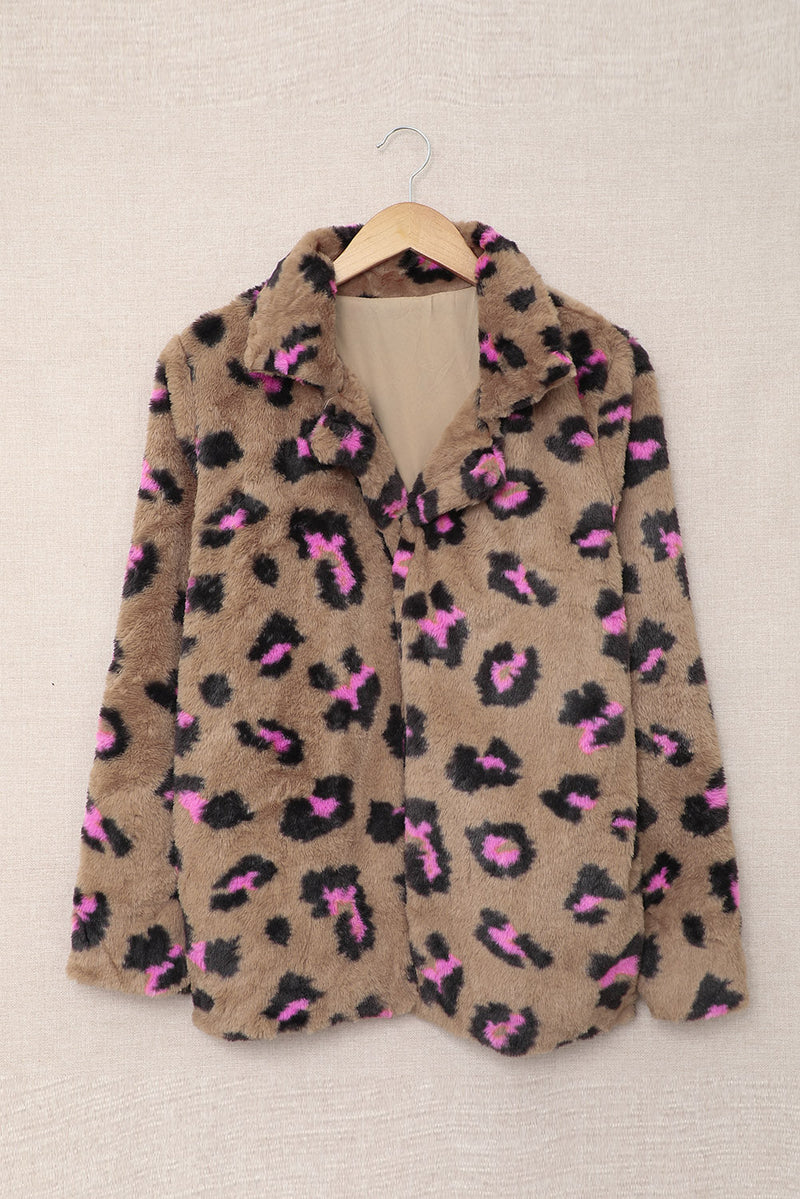 Winter Plush Fur Leopard Coat