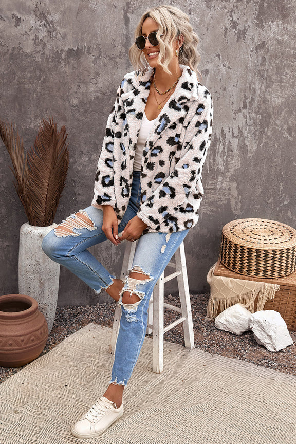 Winter Plush Fur Leopard Coat