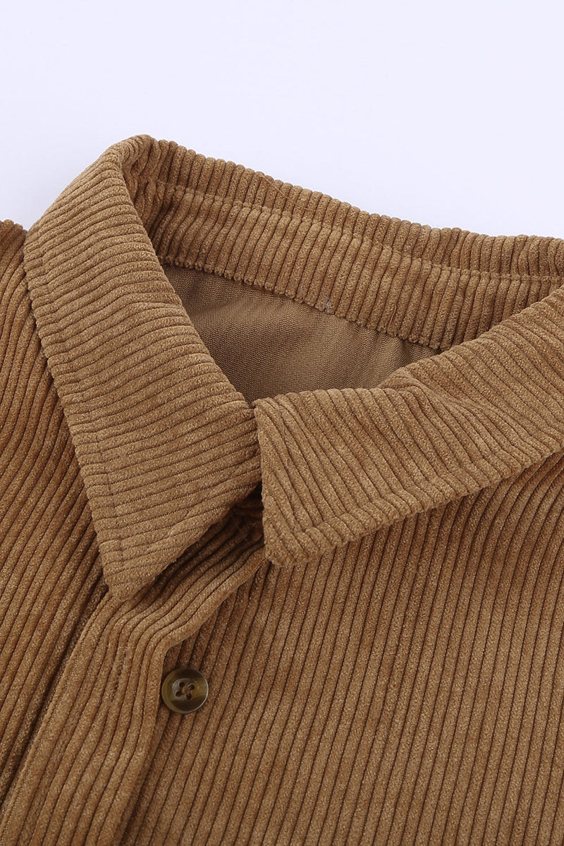 Women's Brown Corduroy Button Pocket Shirt