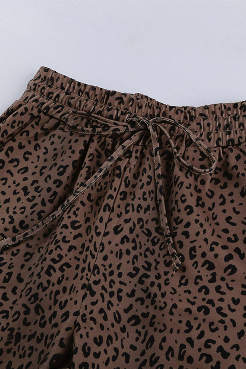 Women's Casual Brown Breezy Leopard Joggers