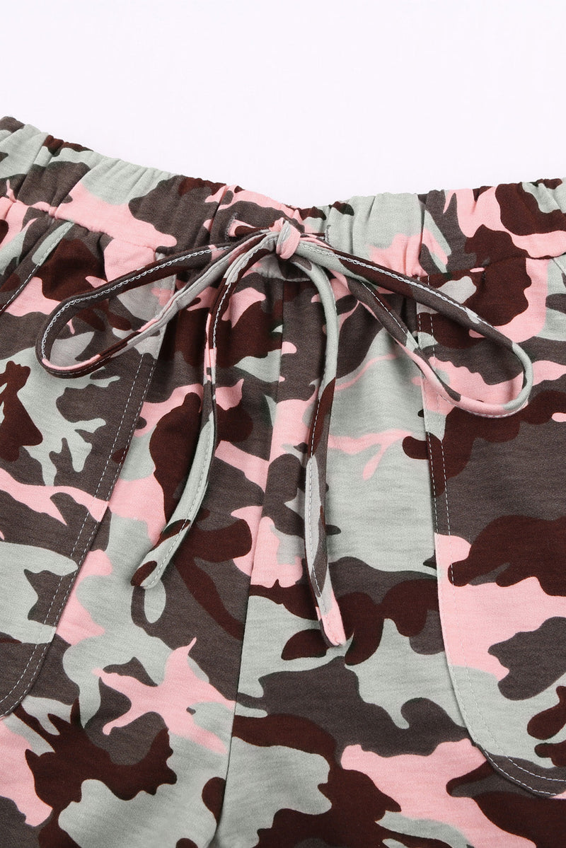 Women's Fashion Pink Camouflage Casual Sports Pants