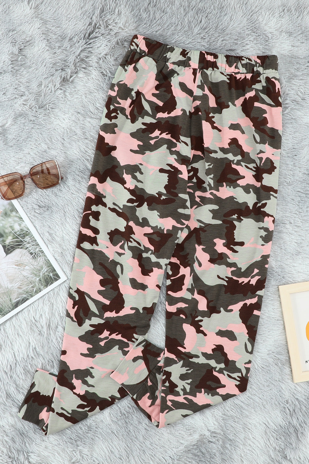 Women's Fashion Pink Camouflage Casual Sports Pants