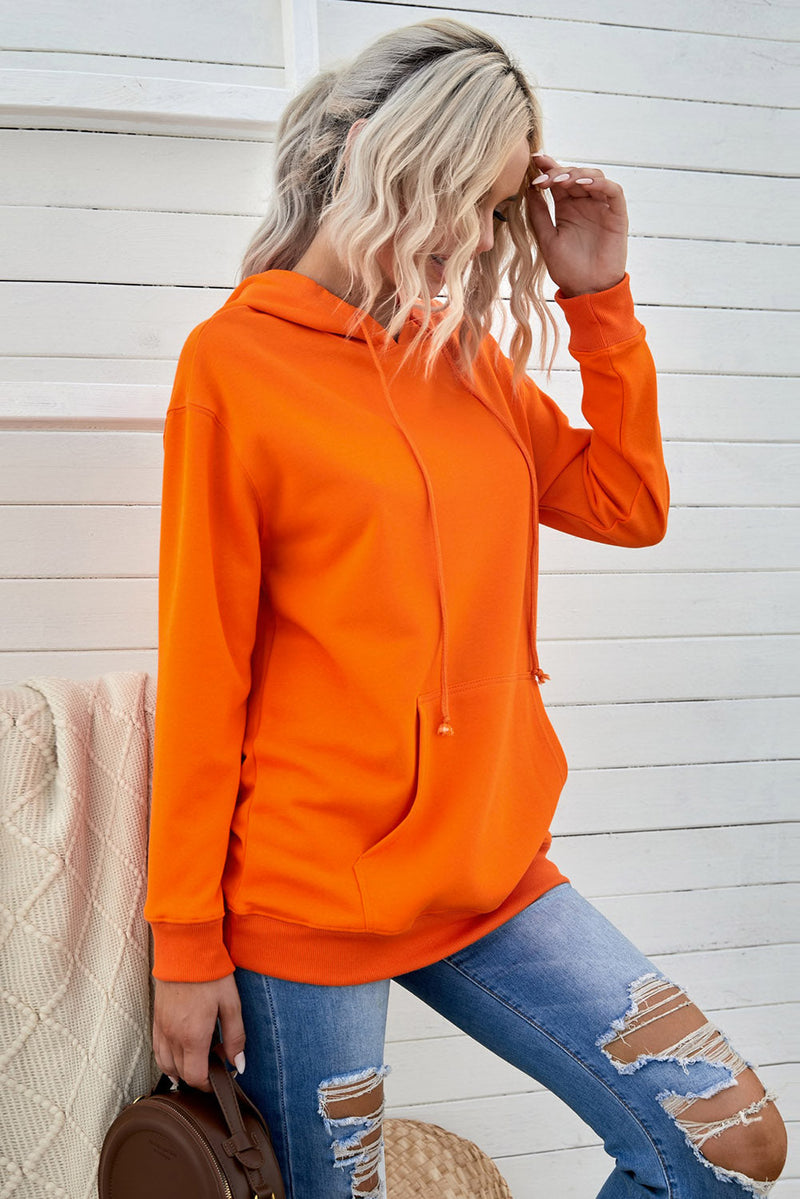 Womens Orange Oversized Kangaroo Pocket Hoodie