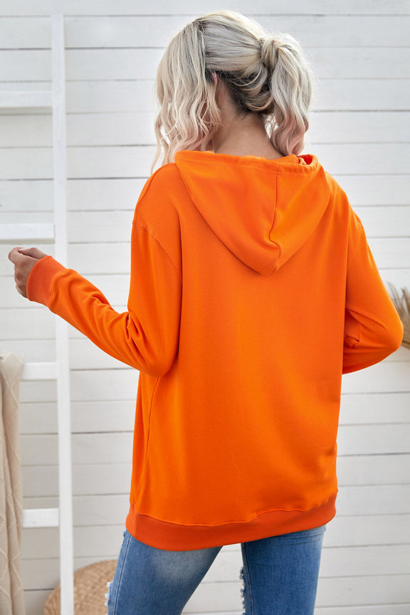 Womens Orange Oversized Kangaroo Pocket Hoodie