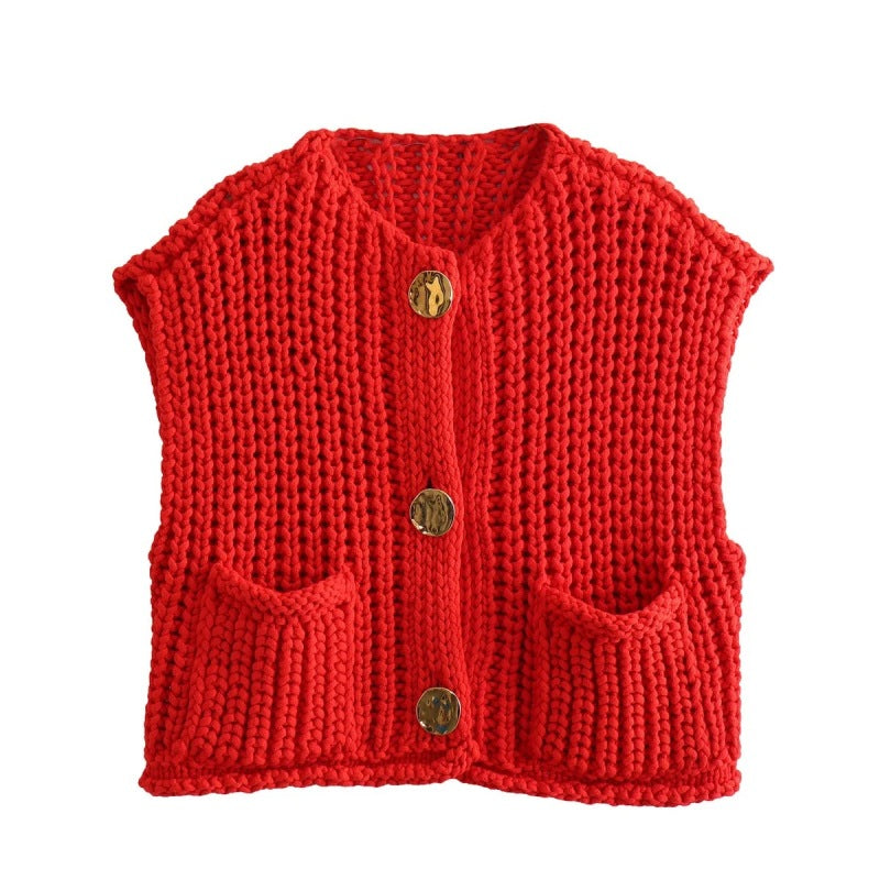 New women's thick needle knitted vest (11472322822412)