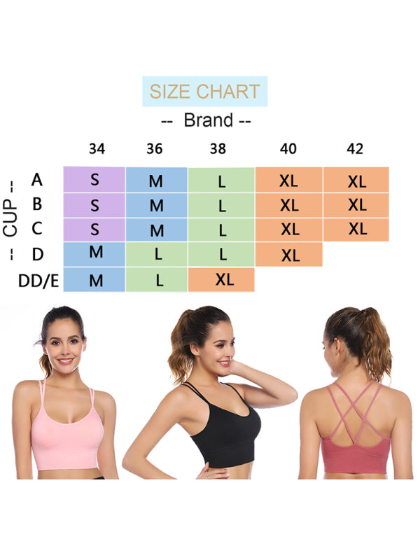 3 Pack Women's Sports Bra Padded Crisscross Yoga Bra Seamless Medium-Impact Fitness Activewear (11469079773452)