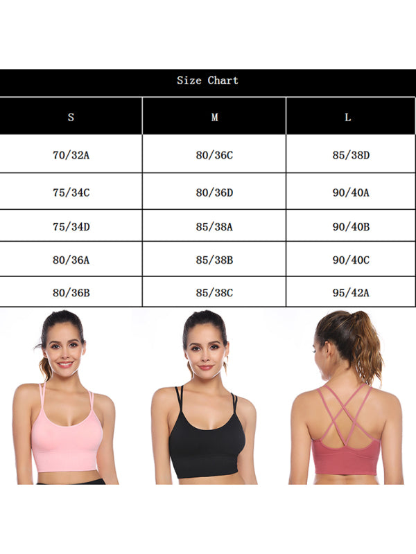 3 Pack Women's Sports Bra Padded Crisscross Yoga Bra Seamless Medium-Impact Fitness Activewear (11469079773452)