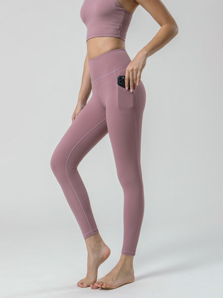 Double Sided Brushed Yoga Ninth Pants High Waist Pocket Sports Yoga Pants Women (11469079740684)