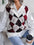 Women's diamond V-neck casual loose knit vest sweater (11472313221388)