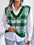 Women's casual contrast color Plaid knitted vest Sweater Vest (11472313417996)