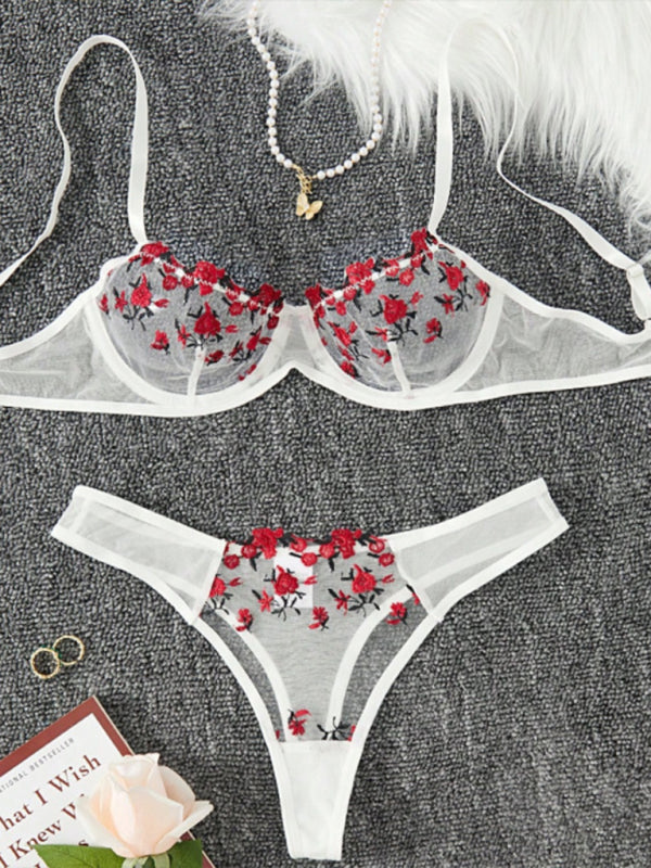 Sexy Floral Knit Lingerie Set in Polyester Fabric (11475869860108)