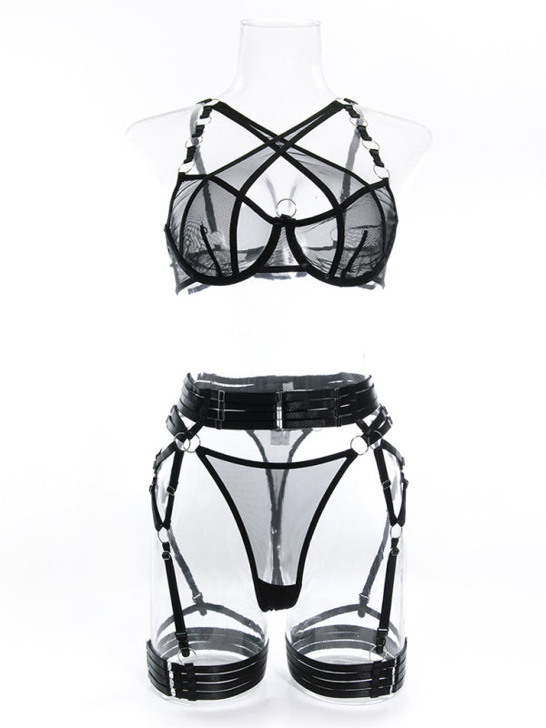 Sultry self-designed woven lingerie set with slight elasticity (11472639000844)