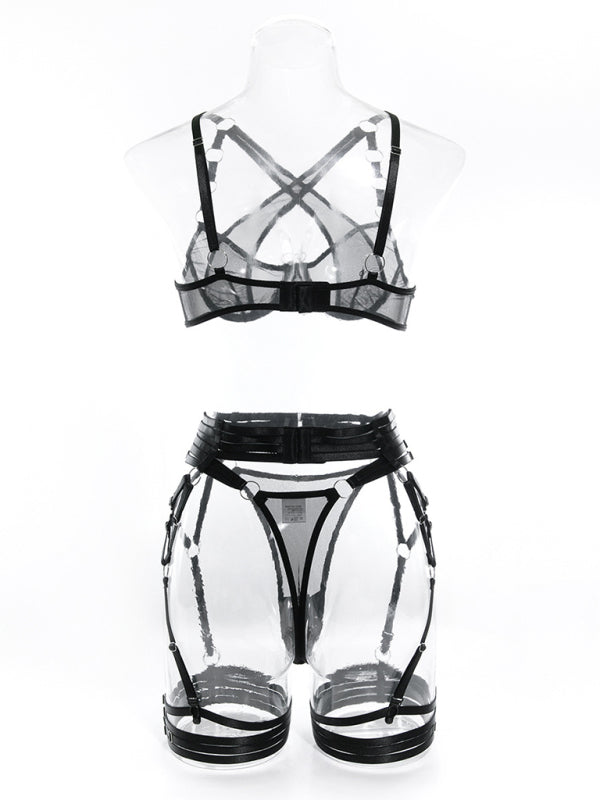 Sultry self-designed woven lingerie set with slight elasticity (11472639000844)