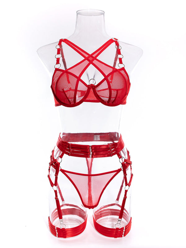 Sultry self-designed woven lingerie set with slight elasticity (11472639000844)