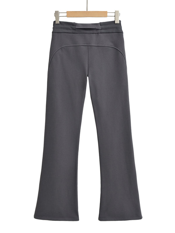 Low-rise casual micro-flared drawstring sports trousers