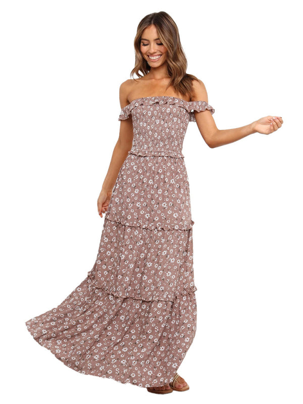 Women's new small floral print fresh and sweet bust-wrapped dress