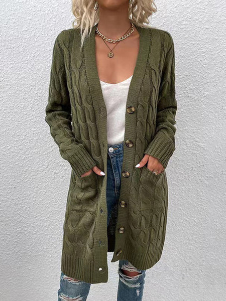 Women's outerwear fashionable long single-breasted casual cardigan jacket (11472173269260)