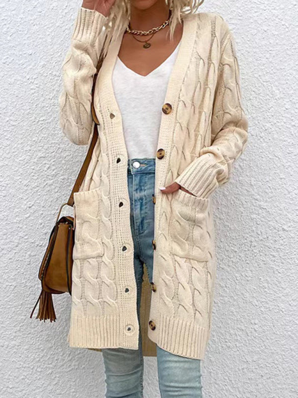 Women's outerwear fashionable long single-breasted casual cardigan jacket (11472173269260)