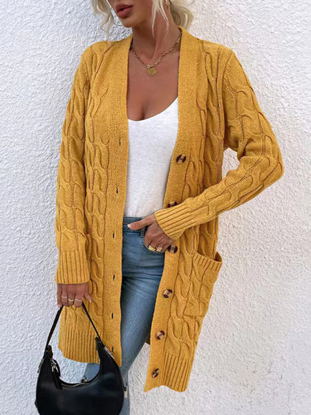 Women's outerwear fashionable long single-breasted casual cardigan jacket (11472173269260)