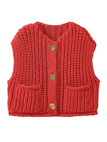 New Fashion Casual Thick Knitted Vest Cardigan (11472321806604)